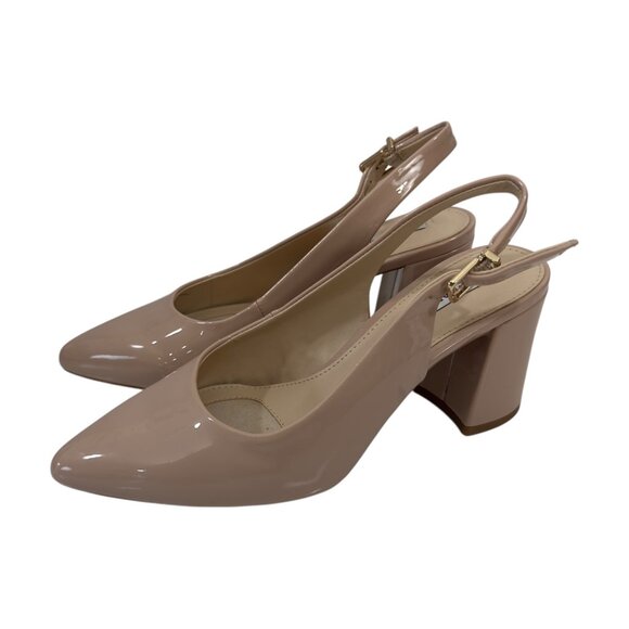 Alex Marie Nude Patent Slingback Heels With Block Heel & Buckle Strap - Size 6M - Picture 10 of 12